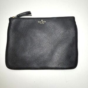 Kate Spade Clutch Women OS Black Pebbled Leather Tassel Zip Pouch J183